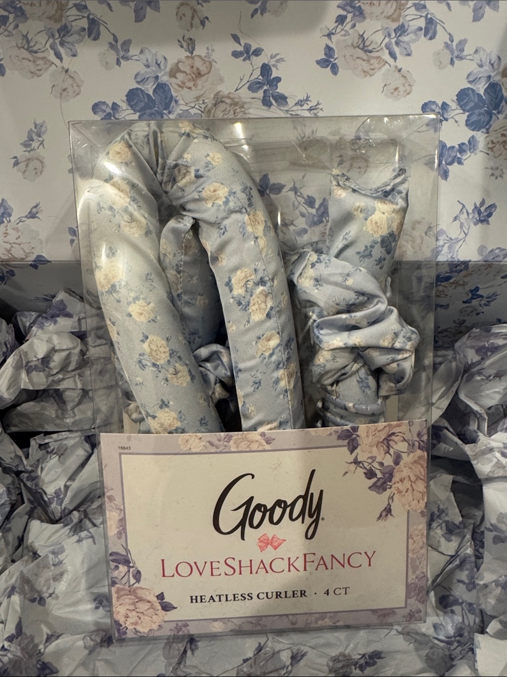 LoveShackFancy x Goody Heatless Curler Set in Light Blue Floral